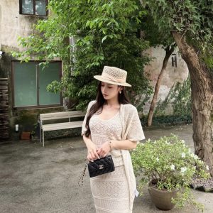 2026 Summer Light Luxury Knit Set Women's Hollow Lace Three-Piece Set Elegant Slimming Fashion Set