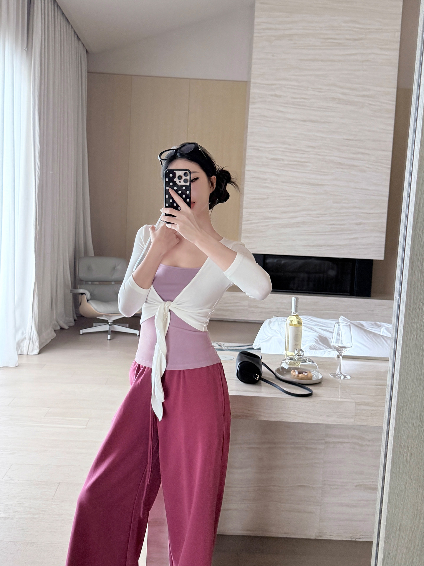 Women's Seven-Sleeve Tie Cardigan Autumn New Design Short Top with Cami - Image 2