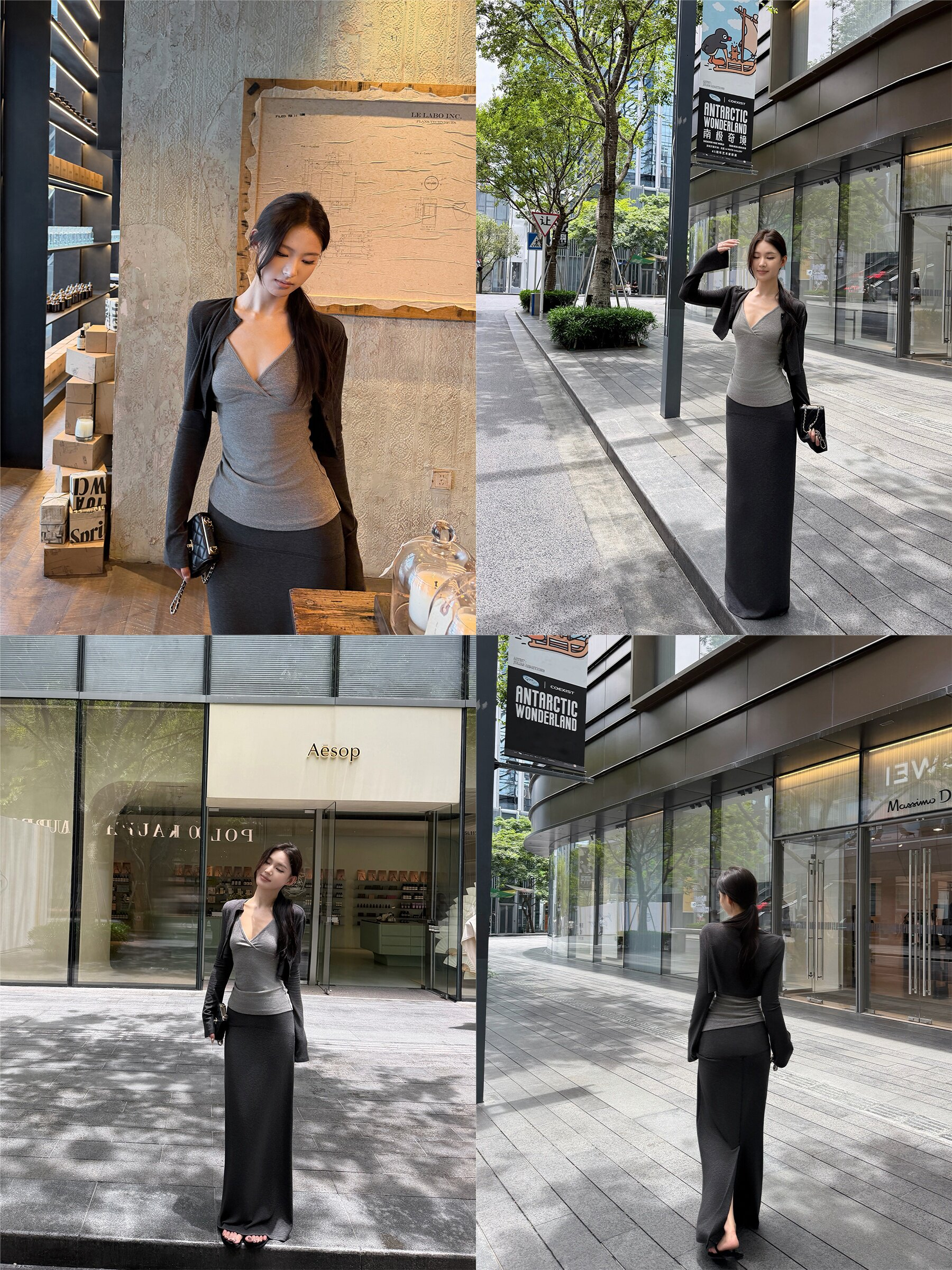Women's 3-Piece Early Autumn Set: Cropped Cardigan, Cami, and Straight Midi Skirt - Image 4