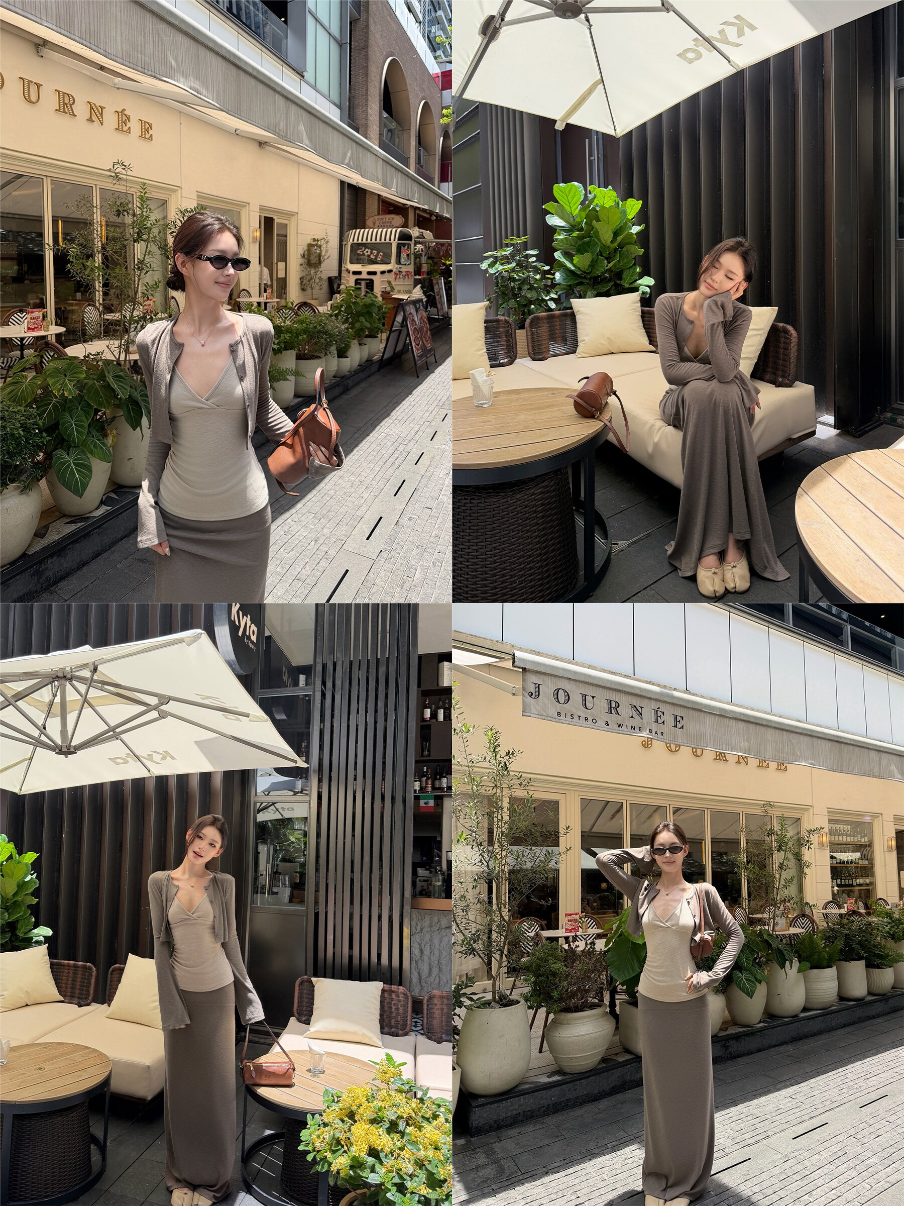 Women's 3-Piece Early Autumn Set: Cropped Cardigan, Cami, and Straight Midi Skirt - Image 3
