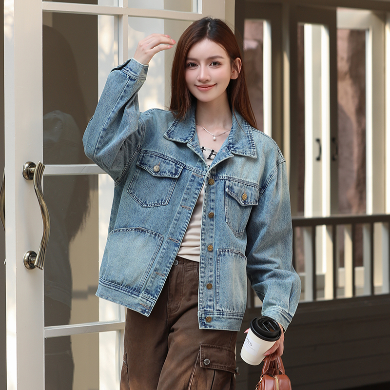 New High Quality Korean Vintage Fashion Versatile Loose Slimming Denim Jacket for Women - Image 2
