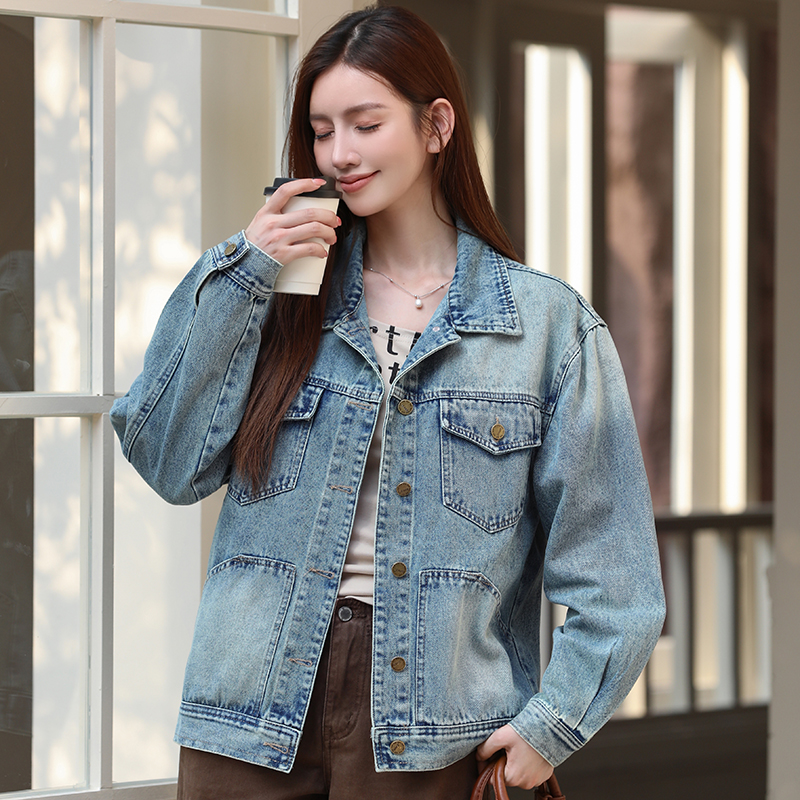 New High Quality Korean Vintage Fashion Versatile Loose Slimming Denim Jacket for Women - Image 3