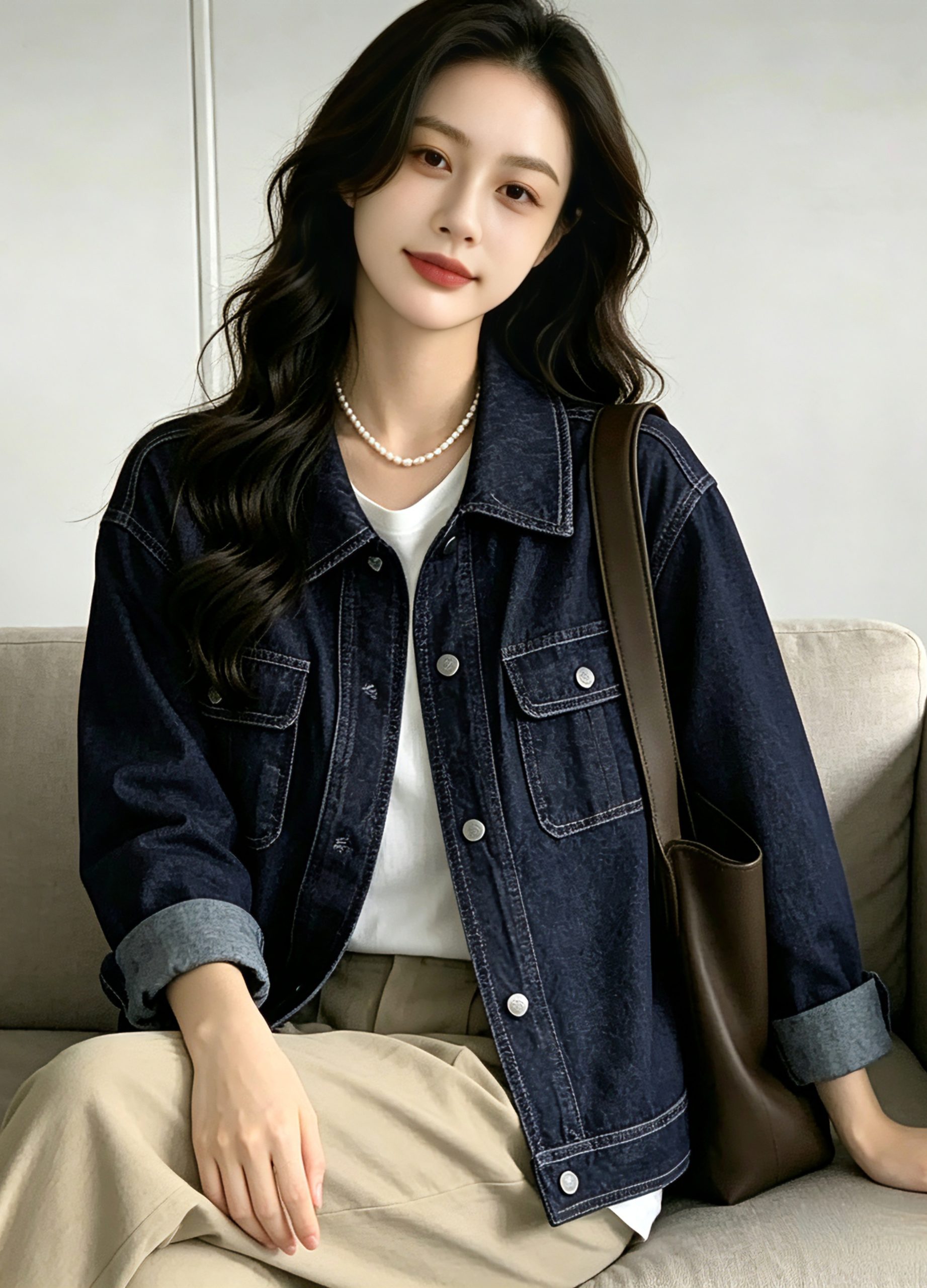 Women's Retro Loose Denim Long Sleeve Jacket Korean Style Fall Winter - Style 6f8ac3