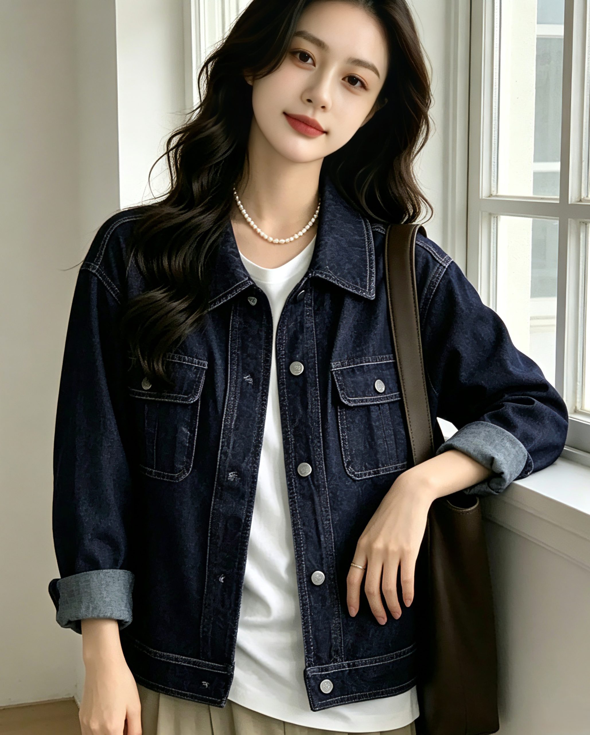Women's Retro Loose Denim Long Sleeve Jacket Korean Style Fall Winter - Style 6f8ac3 - Image 4