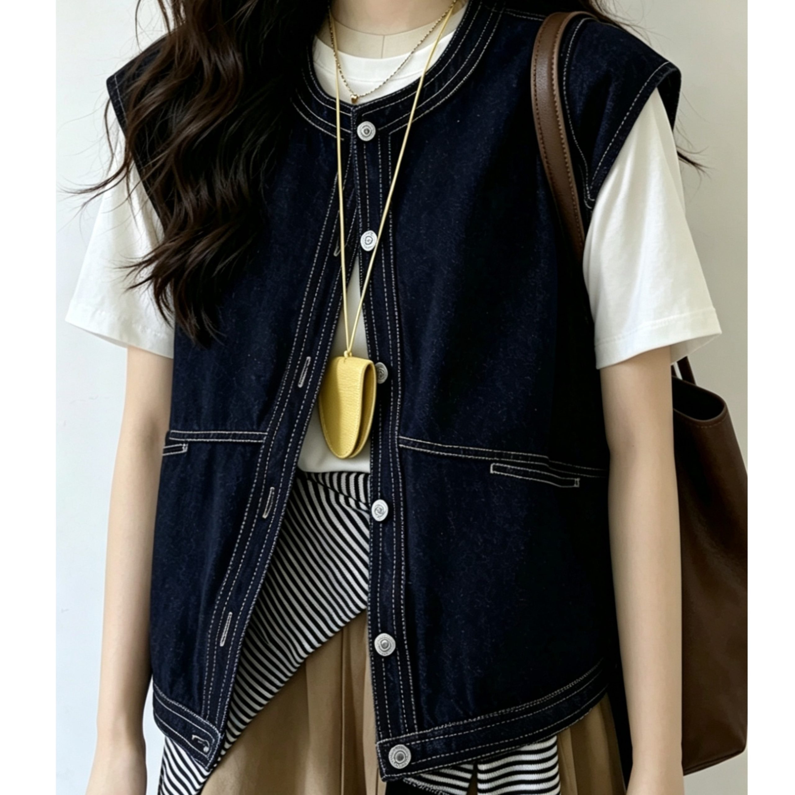 Women's Retro Loose Denim Vest with Pockets - Image 5