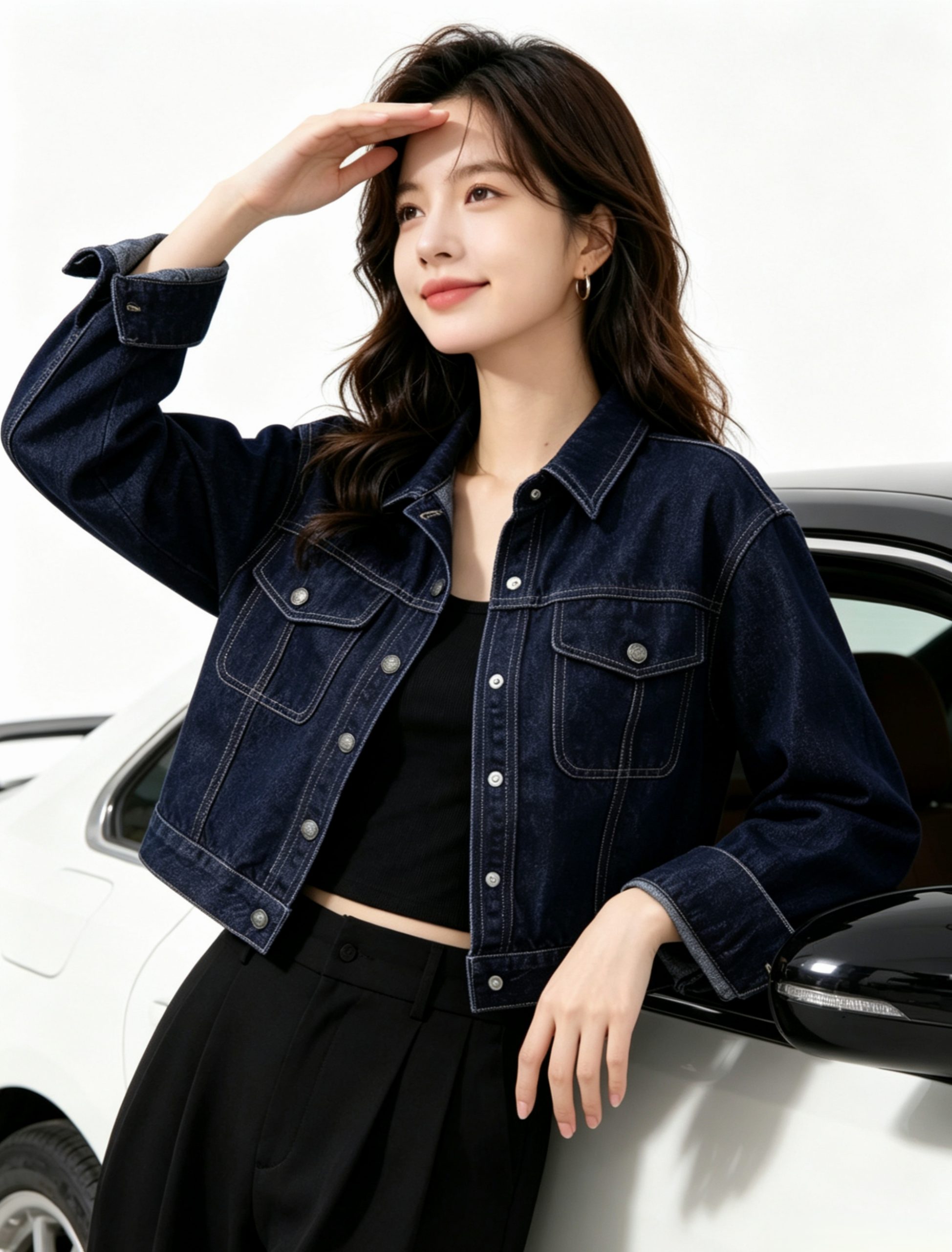 Korean Trendy Dark Blue Vintage Loose Denim Jacket for Women - Image 3