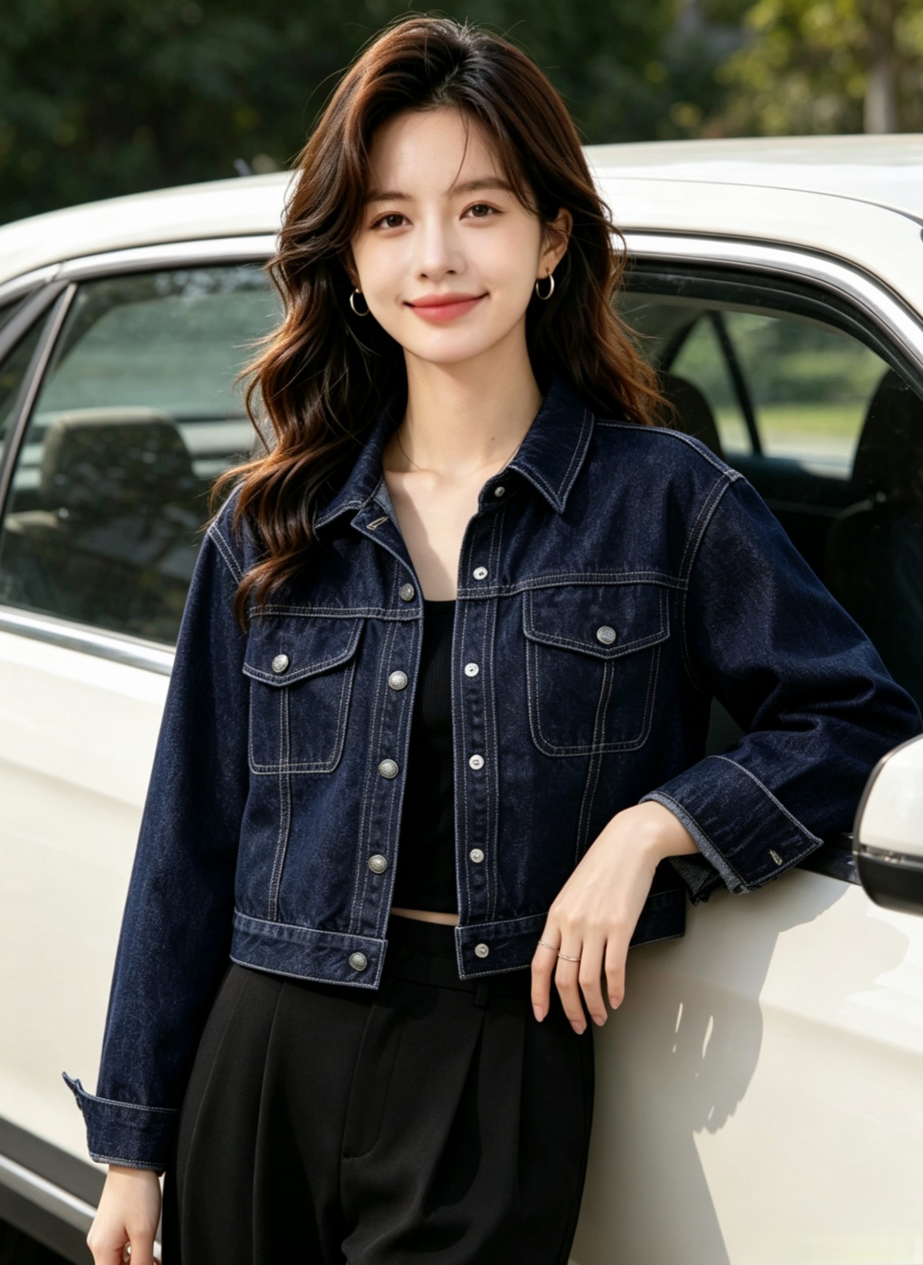 Korean Trendy Dark Blue Vintage Loose Denim Jacket for Women - Image 2